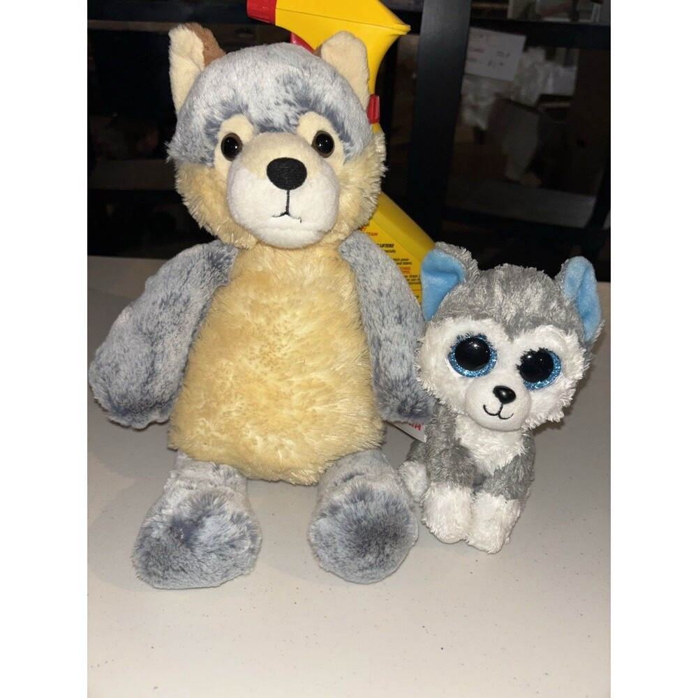 Gray Wolf Husky Plush Lot Aurora Beanie Boo